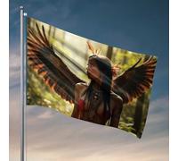 Décoration de chambre d'université pour les gars Ange dans la forêt : une rencontre mystique drapeau College Dorm Posters pour les gars Accessoires de piscine (120 x 180 cm)