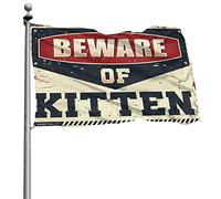 Décoration de chambre d'université pour les gars « Beware of Kitten » - Décoration de dortoir pour filles - Drapeaux pour garçons (120 x 180 cm)