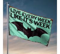 Décoration de chambre d'université pour les gars Live Every Week Like It's Week : un drapeau de motivation inspiré des chauves-souris Décorations de cour pour dortoirs (152 x 244 cm)