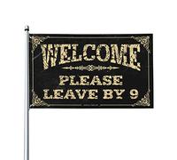 Décoration de chambre d'université pour les gars Welcome Please Leave By 9 Drapeaux de dortoir pour filles Drapeaux pour garçons (152 x 244 cm)
