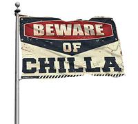 Décoration de chambre pour garçon avec drapeau « Beware of Chilla » - Accessoires de décoration pour la maison, le bar, le bureau - 60 x 90 cm