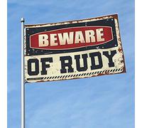 Décoration de chambre pour garçon avec drapeau « Beware of Rudy » - Accessoires de décoration pour la maison, le bar, le bureau - 30 x 45 cm