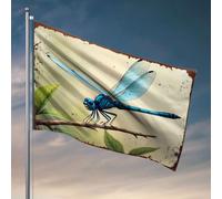 Décoration de chambre pour garçon - Libellule bleue perchée sur une branche - Drapeau pour chambre de bébé - Décoration amusante pour bar (30 x 45 cm)