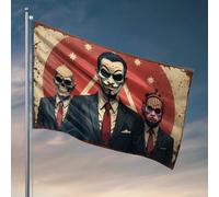 Décoration de chambre pour garçons - Adolescent anonyme, V pour Vendetta et un crâne en costumes : un drapeau sati politique pour les garçons - Accessoires de bar - Cave homme (30 x 45 cm)