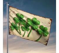 Décoration de chambre universitaire pour gars trèfles à cinq feuilles vertes. Drapeau de jardin Accessoires amusants pour dortoir (60 x 90 cm)