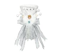 Décoration de chapeau blanc avec nœud en forme d'ange | Chapeau de sapin de Noël pour fête de vacances, mariage d'hiver, crèche, célébrations d'anniversaire de famille