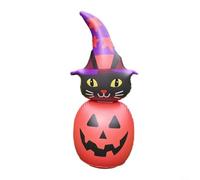 Décoration de chat en forme de citrouille gonflable avec LED et télécommande, PVC imperméable pour porche, pelouse, terrasse, ajoute une ambiance étrange à Halloween