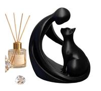 Décoration de chat pour la maison | Décoration commémorative mignonne pour animal de compagnie - Sculpture humaine et chat pour étagère, rebord de fenêtre, chambre à coucher, étude, chambre d'enfant