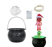 Décoration de chaudron d'Halloween, pots de chaudron de sorcière, chaudron noir avec lumières LED - Décoration de fête avec générateur de brouillard pour meuble TV, cheminée, fête d'Halloween, table