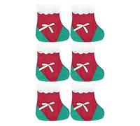 Décoration de chaussettes de Table de Noël, joli porte-argenterie festif, couteau, fourchette, sac de rangement pour dîner de vacances, Table de fête, bas en Polyester (Pack de six rouge moyen)
