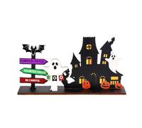 Décoration de chauve-souris d'Halloween - Panneaux d'Halloween effrayants Boo Décoration de table en bois, enseignes effrayantes d'Halloween Boo - Panneau central en bois hallo
