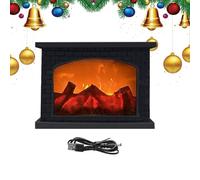 Décoration de cheminée - Lanterne à feu LED sans flamme | Lanterne flamme à piles | Chargement USB Lampe de table décorative sans flamme pour intérieur ou extérieur, balcon, porche, terrasse, jardin