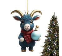 Décoration de chèvre de Noël - Décoration d'arbre de Noël en forme de chèvre de dessin animé - Cri de chèvre de Noël - Pendentif mignon en acrylique - Ornement pour les amateurs de chèvre pour