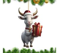 Décoration de chèvre de Noël - Décoration d'arbre de Noël en forme de chèvre de dessin animé - Cri de chèvre de Noël - Pendentif mignon en acrylique - Ornement pour les amateurs de chèvre pour