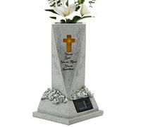Décoration de cimetière pour tombe - Vase solaire à LED - Peint à la main - Statue de cimetière décorative pour jardin, cimetière, pelouse, cour