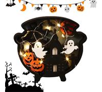 Décoration de citrouille éclairée : décorations en bois d'Halloween I décorations de table de dessins animés d'Halloween, jolis souvenirs de fête d'ornements pour la maison, décoration de fantômes N