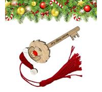 Décoration de clé Père Noël, porte-clés de Noël - Pendentif en bois - Clé de Noël - Accessoires de scène de bonheur et de chance - Décoration saisonnière pour fenêtre, cheminée