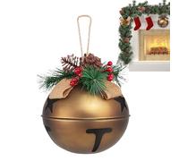 Décoration de Cloches de Noël - Grande Cloche en métal Rustique de 30 x 21 x 21 cm, Style Mural de Porte de cheminée, Ornement de Vacances Vintage avec Pommes de pin décoratives | Décoration Parfaite