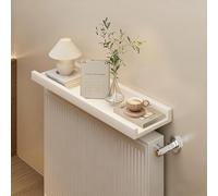 Décoration de Cloison au Dessus de Hotte Chauffante, Etagère De Radiateur en Bois À Percer pour Le Rangement et la Décoration Résistance Humidité + Chaleur(White,90 * 12cm/35.4 * 4.7in)