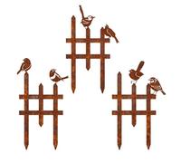 Décoration de clôture de jardin, 3 piquets en métal avec design rustique en fer pour parterres de fleurs et bords de | Barrière décorative de bordure de pelouse pour terrasse, arrière-cour