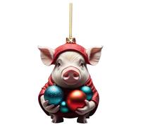 Décoration de Cochon de Noël - Ornements de Noël en Forme d'animaux de Ferme - Cochon de Noël avec - Ornements d'arbres de Noël (E, One Size)