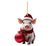 Décoration de Cochon de Noël - Ornements de Noël en Forme d'animaux de Ferme - Cochon de Noël avec - Ornements d'arbres de Noël (G, One Size)
