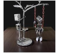 Décoration de confession d'amour robotique, sculpture de robot en métal faite à la main, ornement artistique en forme de balançoire, décoration de bureau de couple, pour anniversaires, mariages
