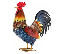 Décoration de coq en métal - Décoration de pelouse - Pour l'extérieur, le patio, l'arrière-cour et la cuisine à la maison (rouge)