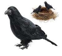 Décoration de corbeau d'Halloween, décoration de jardin et corbeaux | Réplique d'oiseau animal pour l'extérieur, jardin, terrasse, maison effrayante, fête déguisée
