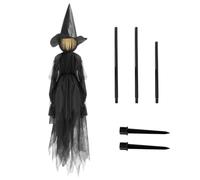 Décoration de cour d'Halloween pour pelouse, jardin, accessoire de fête. Sorcière effrayante d'Halloween avec 7 couleurs de lumières LED tenant la main - Sorcières hurlantes avec capteur activé par le