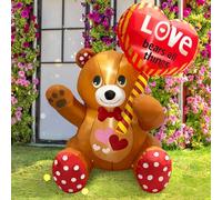 Décoration de cour gonflable de 1,2 m - Ours avec amour - Romantique - Décoration d'extérieur - Lumières LED pour extérieur et intérieur - Pour mariage, vacances, fête, jardin, pelouse