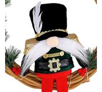 Décoration de couronne de soldats de Noël avec anneaux en rotin naturel et accent en tissu pour porte de festival signe de bienvenue. Montage rapide de porte de Noël