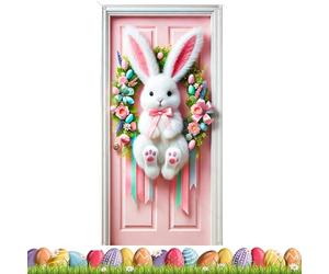 Décoration De Couverture De Porte « Joyeuses Pâques » - Couverture Ďe Porte En Forme D'œuf Đe Lapin D́e Pâques, Jolie Bannière « Spring Happy » | Bannière D̄e Ṕâques Pour Les Bureaux, La Maison | Écol