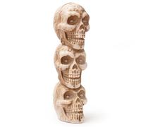 Décoration de crâne empilée d'halloween Skull en Plastique de 13, 8 Pouces avec Yeux LED, Accessoire tête Squelette effrayante pour la Maison Porche extérieure intérieure Affichage la ma
