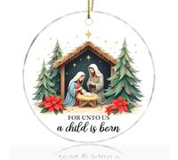 Décoration de crèche chrétienne Naissance de Jésus, Unto Us a Child is Born Ornement Vacances Décorations de sapin de Noël