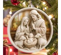 Décoration de crèche de Noël - 3D Sainte Famille en relief - Décoration de sapin de Noël chrétienne, décoration de naissance de Jésus, cadeau religieux pour les familles chrétiennes et catholiques
