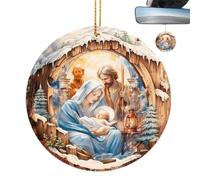 Décoration de crèche de Noël - Décoration d'arbre de Noël - Pendentif intérieur de voiture - Décoration de Noël pour arbres de voiture - Acrylique 2D - Souvenir religieux chrétien pour décoration de
