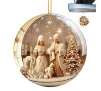 Décoration de crèche de Noël - Décoration de crèche de Noël à suspendre décorative pour voiture | Décorations de Noël en acrylique 2D, décorations suspendues pour arbres de Noël, décoration chrétienne