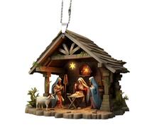 Décoration de crèche de Noël en acrylique, décoration de naissance de Jésus, pendentif festif pour la maison, décoration de Noël améliorant l'esprit des vacances, 8 cm, pour arbre généalogique
