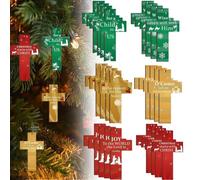 Décoration de croix en bois à suspendre, ornements en forme de croix en bois, décorations religieuses de Noël, décoration en bois en forme de croix sur le thème de Noël, ornements en forme de croix