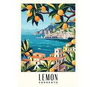 Décoration de cuisine, affiche de citron de la côte, peinture sur toile de voyage en Italie, images d'art mural pour la maison et la chambre 50x70cm sans cadre