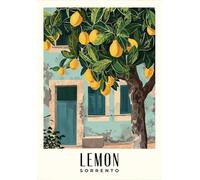 Décoration de cuisine, affiche de citron de la côte, peinture sur toile de voyage en Italie, images d'art mural pour la maison et la chambre 50x70cm sans cadre