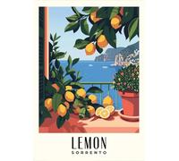 Décoration de cuisine, affiche de citron de la côte, peinture sur toile de voyage en Italie, images d'art mural pour la maison et la chambre 50x70cm sans cadre