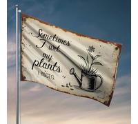 Décoration de cuisine amusante avec arrosoir avec fleur : « Sometimes I Wet My Plants » Drapeau mural pour gars Drapeau de jardin amusant (152 x 244 cm)