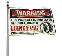 Décoration de cuisine amusante avec avertissement « This Property Is Protected By A Highly Trained Guinea Pig Flag Funy Flags Backyard Decor » (120 x 180 cm)