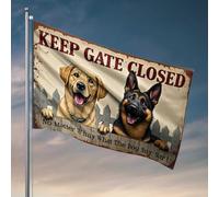 Décoration de cuisine amusante Keep Gate Closed: A Dog's Best Friend'S Panneau d'avertissement Drapeaux amusants pour dortoir universitaire Adolescent (60 x 90 cm)