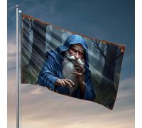 Décoration de cuisine amusante - Magicien énigmatique dans la forêt brumeuse - Drapeaux amusants pour dortoir universitaire - 152 x 244 cm