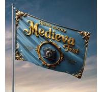 Décoration de cuisine amusante Rhimin Electric Medieval Fest : une célébration intemporelle du drapeau photogra drapeaux muraux pour gars drapeau de jardin drôle (120 x 180 cm)