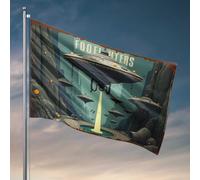 Décoration de cuisine amusante Ufo Invasion : une scène fantastique de science-fiction avec drapeau de vaisseaux spatiaux extraterrestres drapeaux amusants pour dortoir universitaire adolescents (152