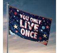 Décoration de cuisine amusante « You Only Live Once: A Celestial Reminder To Embrace Life » Drapeaux amusants pour dortoir universitaire Adolescent (152 x 244 cm)